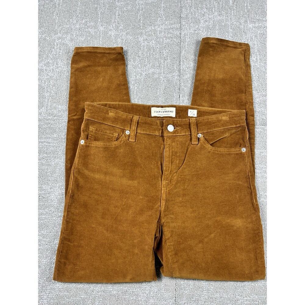 Lucky Brand Women's Straight Leg Corduroy Pants in Rust Brown